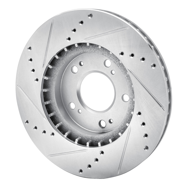 Mitsubishi Endeavor Brake Rotor (1) - Front Right - R1 Concepts - Drilled & Slotted - Silver - `04-`11